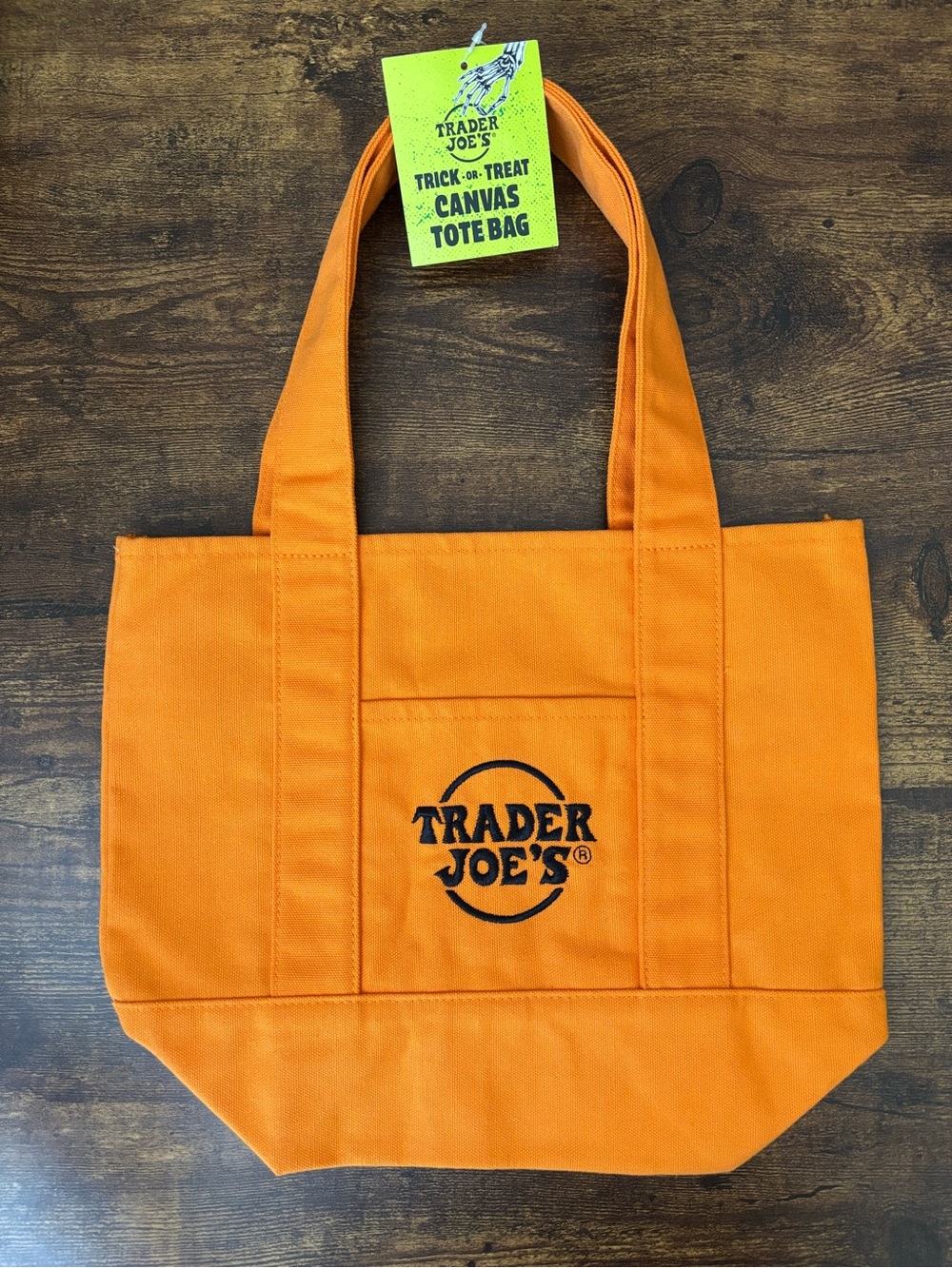 Trader Joe’s Trick Or Treat Canvas Tote Bag in Pumpkin Orange